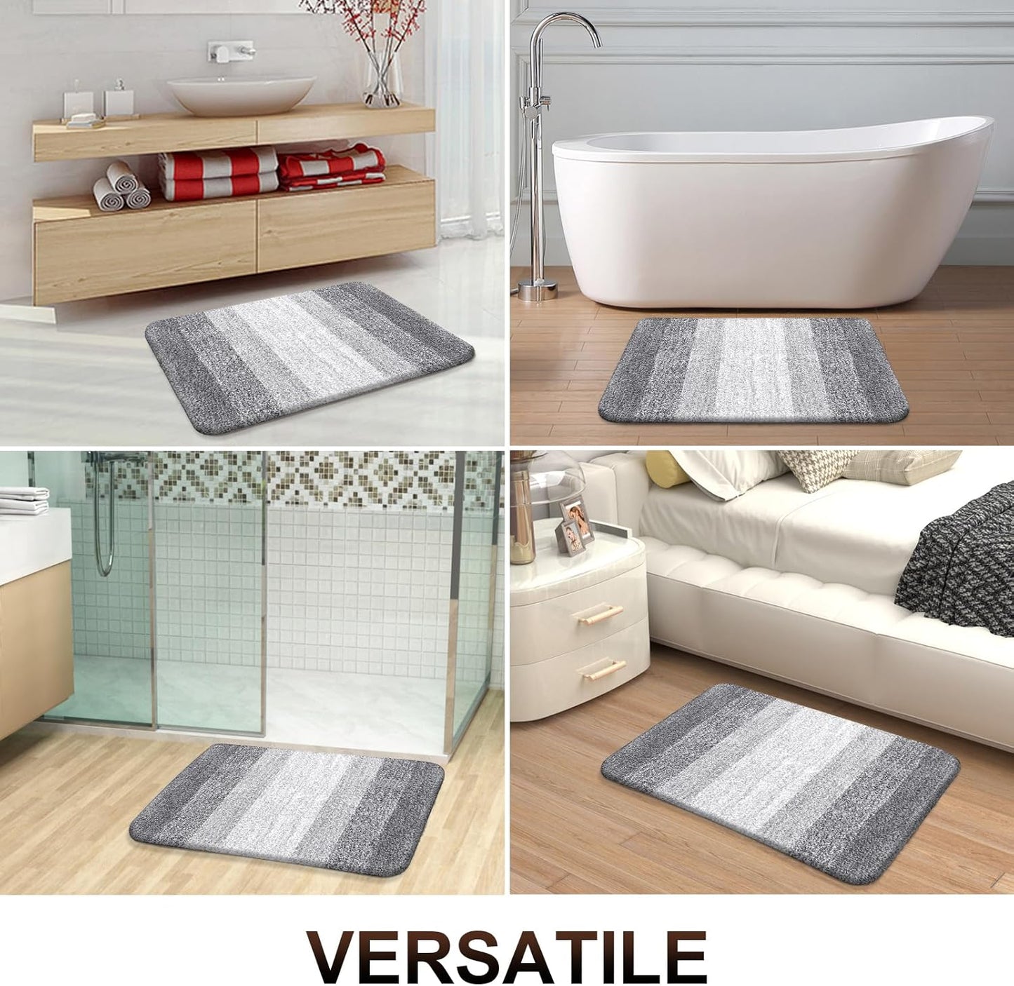 OLANLY Large Bathroom Rugs - Extra Soft Microfiber Mat 70x46 | Quick Dry & Washable, Light Grey