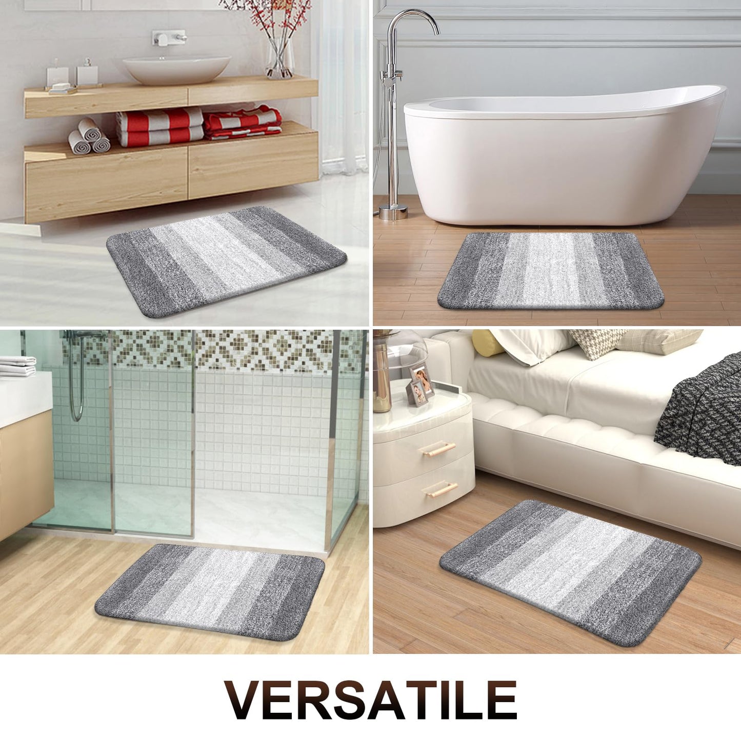OLANLY Large Bathroom Rugs Mat 54x24, Extra Soft Absorbent Microfiber Bath Rugs, Rubber Backing, Quick Dry, Washable Bath Mats for Bathroom Floor, Tub and Shower, Home Decor Accessories, Light Grey