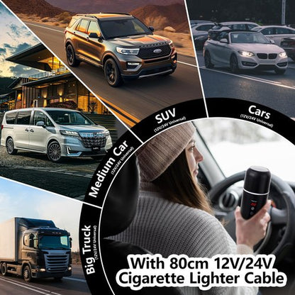 Car Kettle,Portable Electric Travel Kettle,12V/24V Car Coffee Warmer,420ML Hot Water Boiler,Small Hot Water Heater, Mini Hot Water Boiler with Built-in Magnetic Induction Stirring for Tea Coffee Milk