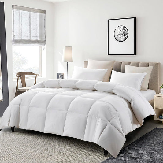 Serta Goose Feather Down Comforter - Luxury Hypoallergenic King Size Duvet Insert | 100% Cotton, Medium Warmth, 106 x 90 Inch, White