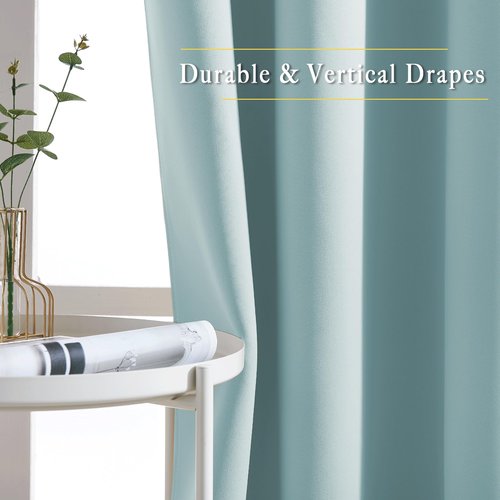 NICETOWN Room Darkening Curtains for Living Room 84 inches Long - Sky Blue Grommet Room Darkening Window Treatments Sound Reducing Drapes for Bedroom, 2 Panels, W52 x L84