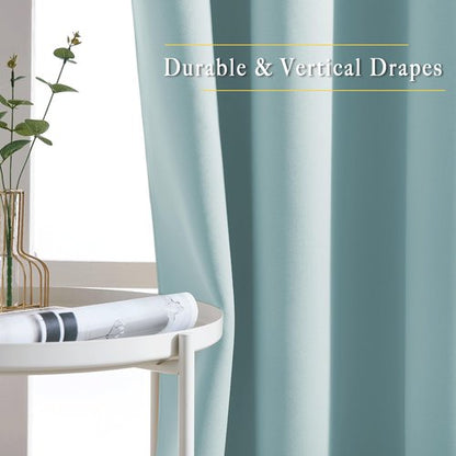 NICETOWN Room Darkening Curtains for Living Room 84 inches Long - Sky Blue Grommet Room Darkening Window Treatments Sound Reducing Drapes for Bedroom, 2 Panels, W52 x L84