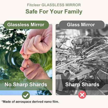 57x15.75 Inch Glassless Mirror - White, No-Drill Wall Mount, Self-Adhesive