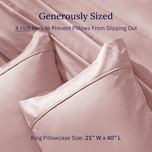 California Design Den King Size Pillow Cases Set of 2 | 400 Thread Count Soft 100% Cotton - Mauve