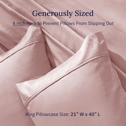California Design Den King Size Pillow Cases Set of 2 | 400 Thread Count Soft 100% Cotton - Mauve