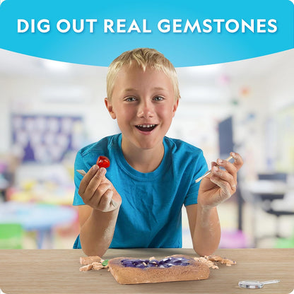 National Geographic Mega Gemstone Dig Kit - Unearth 15 Real Gemstones & Crystals | STEM Science Kit for Kids