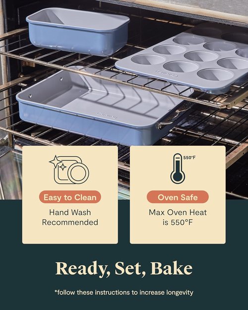 Caraway Nonstick Ceramic Bakeware Set - 11 Pieces with Assorted Pans, Cooling Rack & Storage | Non-Toxic, PTFE & PFOA Free - Marigold