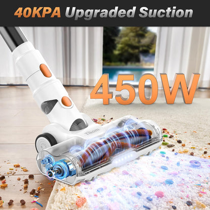 Tikom V500 Cordless Vacuum Cleaner - 40000Pa Suction, LED Touch Screen, Lightweight Design for Pet Hair & Hard Floors