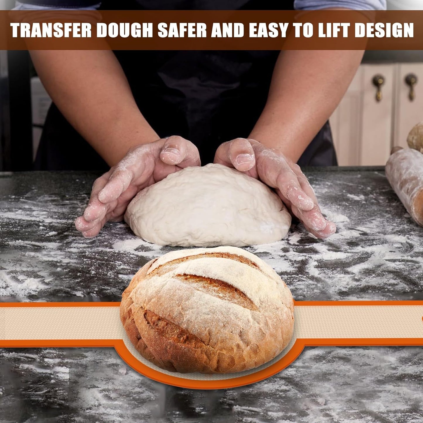Silicone Bread Sling by [Brand Name] - Non-Stick & Easy to Clean Baking Mat Set | 2 Pcs Reusable Sourdough Tools