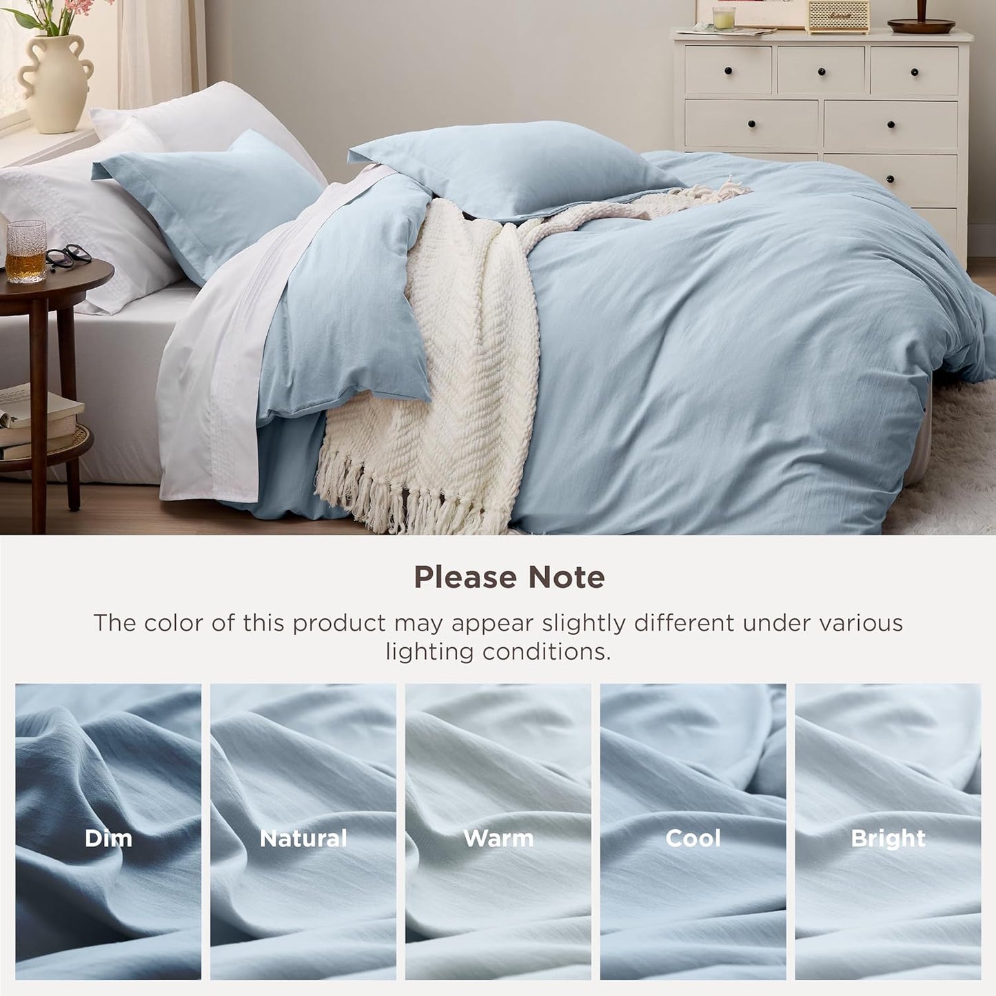 Bedsure Celestial Blue Duvet Cover Set - Extra Soft Twin/Twin XL Bedding, 2 Pieces with Zipper Closure & Pillow Sham