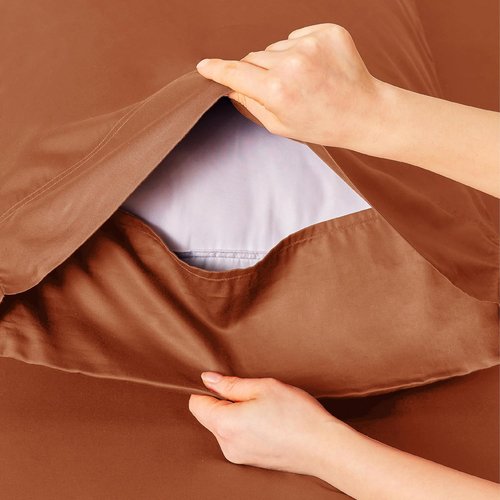 Bedsure Cooling Twin XL Sheets - Rayon from Bamboo, Breathable & Soft, Deep Pocket Up to 16 Inches, Burnt Orange
