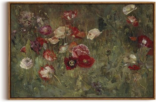 InSimSea Framed Canvas Wall Art - Vintage Floral Decor | Large Botanical Print 20"x30" for Home & Office