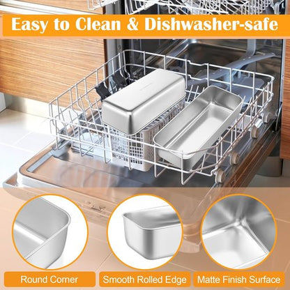E-far Stainless Steel Loaf Pan Set - 2 Pack, 12” x 5” Baking Molds for Bread, Meatloaf & More | Dishwasher Safe