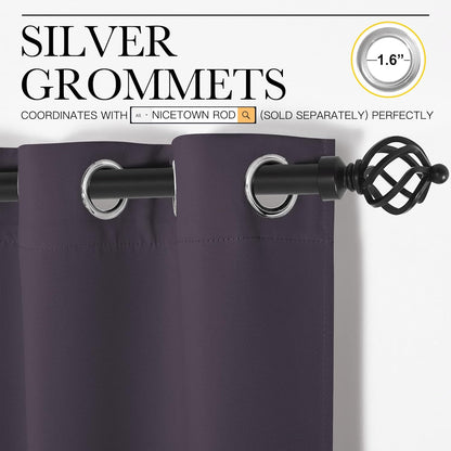 NICETOWN Greyish Purple Blackout Curtains - Thermal Insulated Drapes for Living Room | 68" Length, 2 Panels, 55" Wide