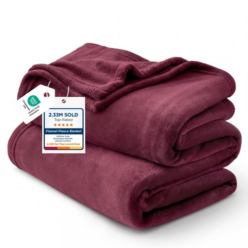Bedsure GentleSoft Fleece Blanket Twin Size Burgundy - 300GSM Lightweight Plush Fuzzy Cozy Soft Warm Blanket for Bed, Sofa, Couch, Travel, Camping, 60x80 inches
