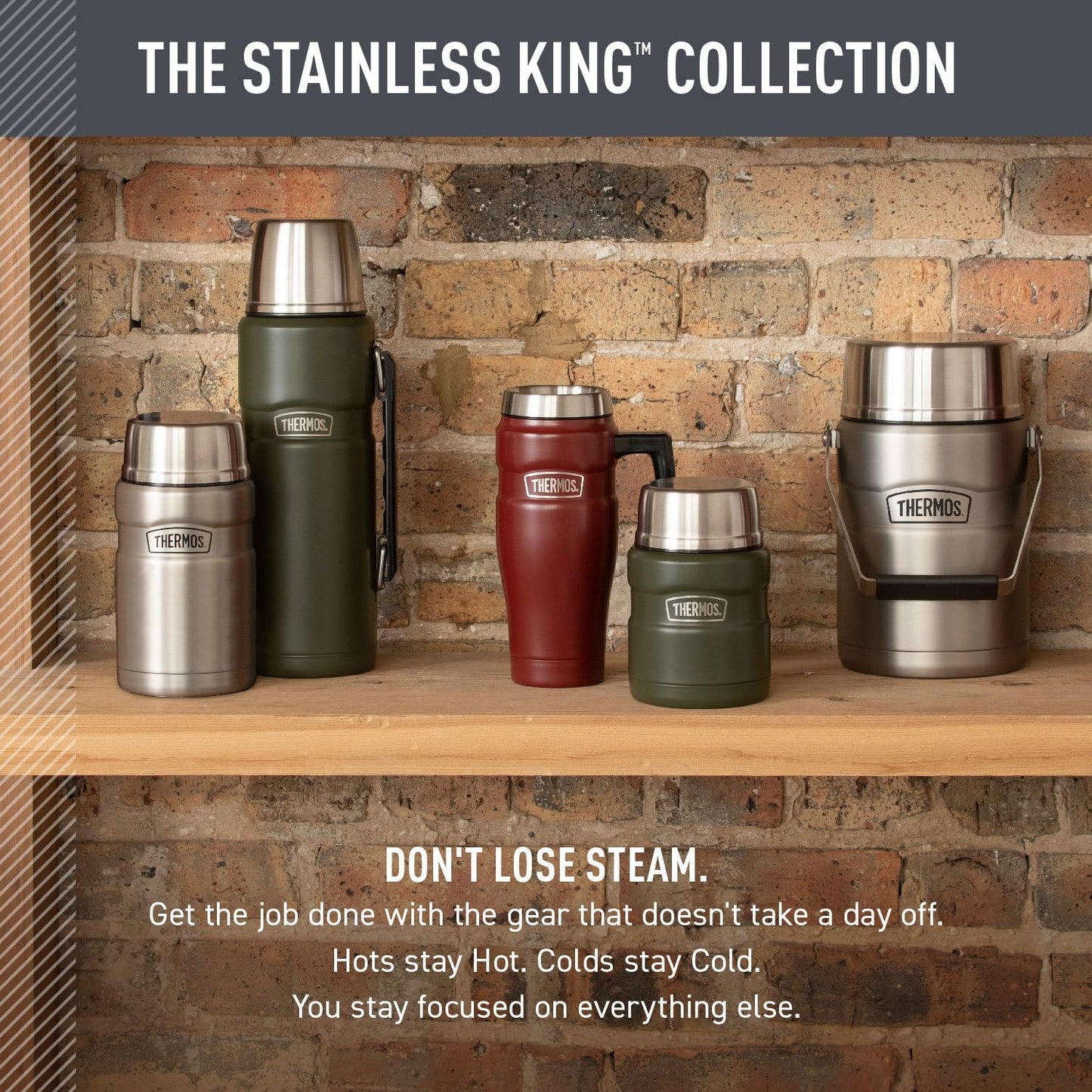 THERMOS Stainless King Vacuum-Insulated Food Jar - 24 Ounce Capacity, Matte Steel Finish
