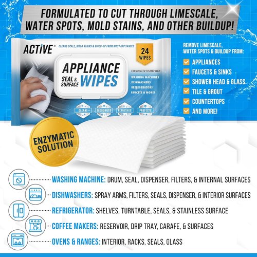 ACTIVE Heavy Duty Surface Cleaner Wipes - 24 Large Wipes for Appliances, Glass, and Tile Cleaning