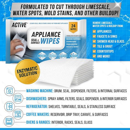 ACTIVE Heavy Duty Surface Cleaner Wipes - 24 Large Wipes for Appliances, Glass, and Tile Cleaning
