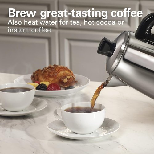 Hamilton Beach 12-Cup Electric Percolator Coffee Maker - Stainless Steel, Quick Brew & Easy Pour Spout