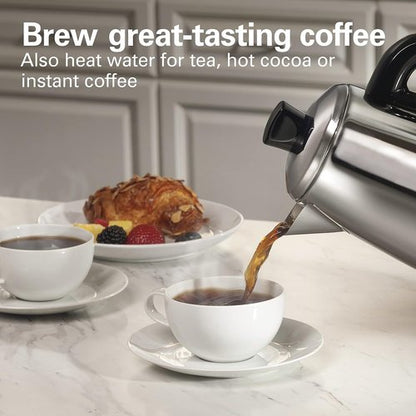 Hamilton Beach 12-Cup Electric Percolator Coffee Maker - Stainless Steel, Quick Brew & Easy Pour Spout