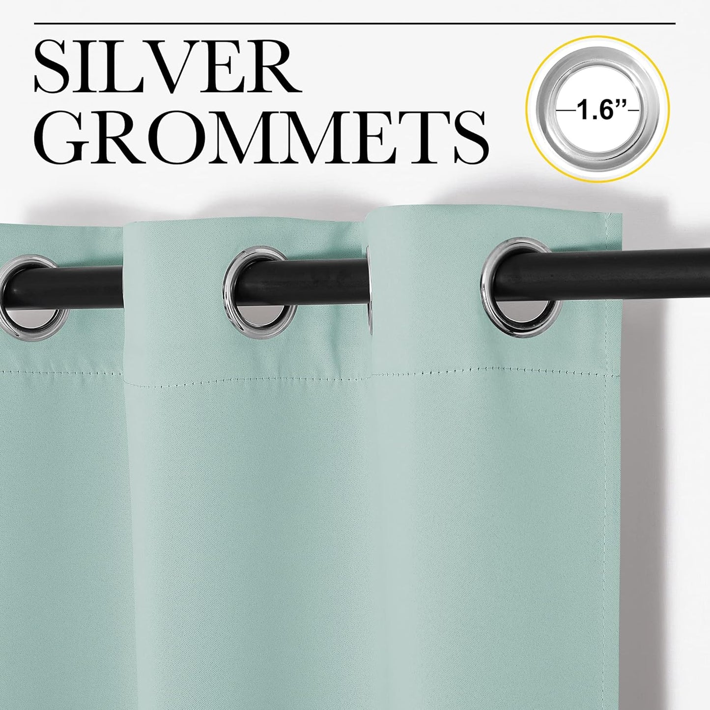 NICETOWN Thermal Insulated Blackout Curtains - Room Darkening Grommet Drapes | Aqua Blue, Set of 2 (29x45")