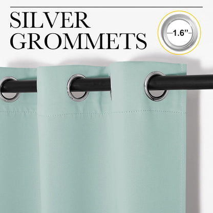 NICETOWN Thermal Insulated Blackout Curtains - Room Darkening Grommet Drapes | Aqua Blue, Set of 2 (29x45")