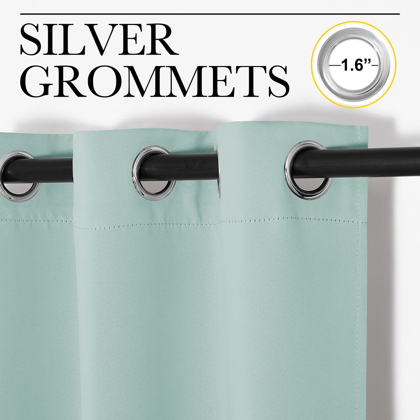 NICETOWN Aqua Blue Room Darkening Curtains for Kitchen, Window Treatment Thermal Insulated Solid Grommet Room Darkening Curtains/Drapes for Bedroom (Set of 2, 42 inches Wide by 68 inches Long)
