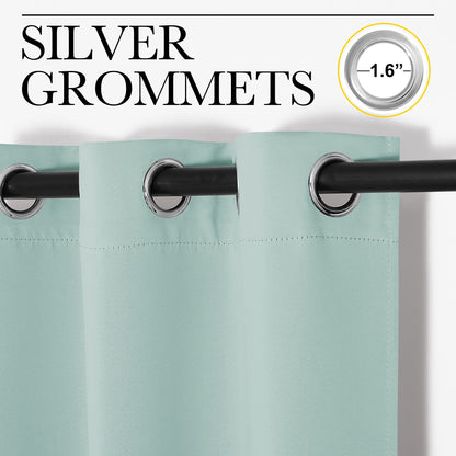 NICETOWN Aqua Blue Room Darkening Curtains for Kitchen, Window Treatment Thermal Insulated Solid Grommet Room Darkening Curtains/Drapes for Bedroom (Set of 2, 42 inches Wide by 68 inches Long)
