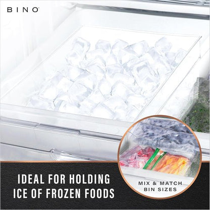 BINO Plastic Storage Bins - Shallow Multipurpose Organizer | Clear Kitchen Pantry & Freezer Containers