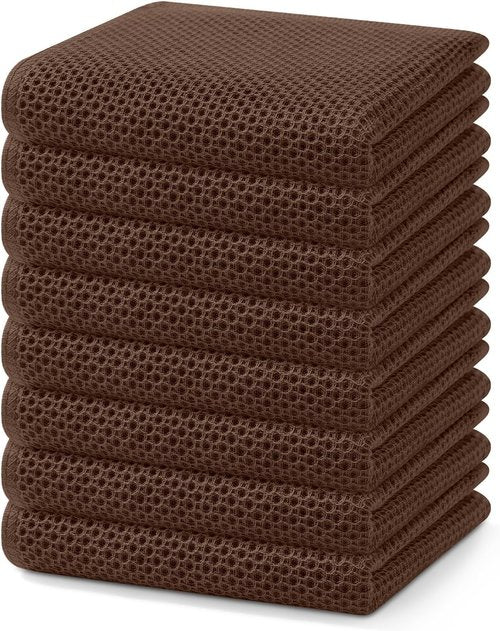 Homaxy Kitchen Dish Towels - Ultra Soft 100% Cotton Waffle Weave | Quick Drying, 13 x 28 Inches, 8-Pack, Coffee