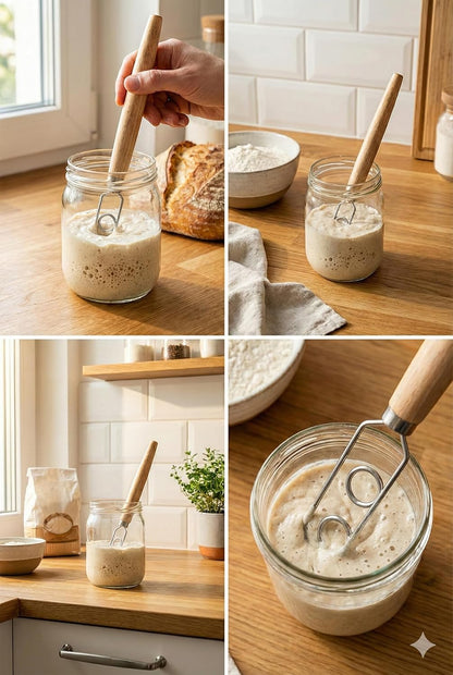 New England Sourdough Starter Co. Sourdough Starter Stirring Hook - Small Size for Jars | Enhance Mixing for Superior Baking Results
