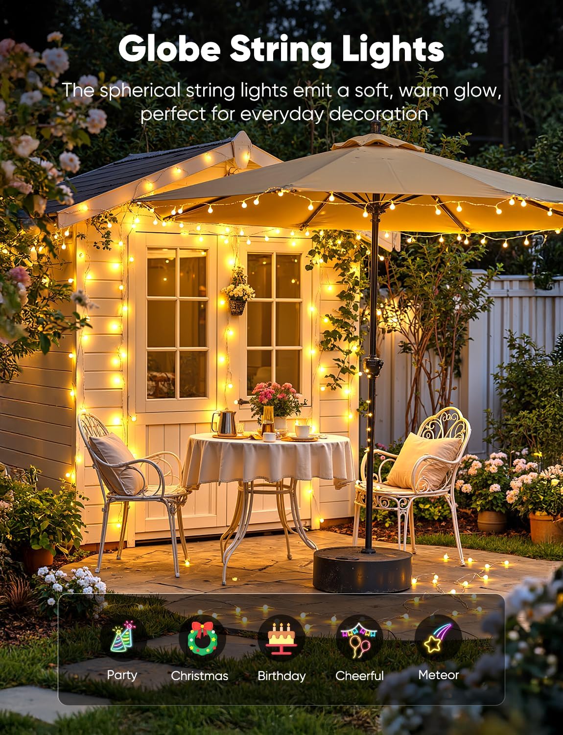 Minetom Globe String Lights - 33 Feet 100 LED Fairy Lights with Remote | Warm White for Indoor & Outdoor Decor