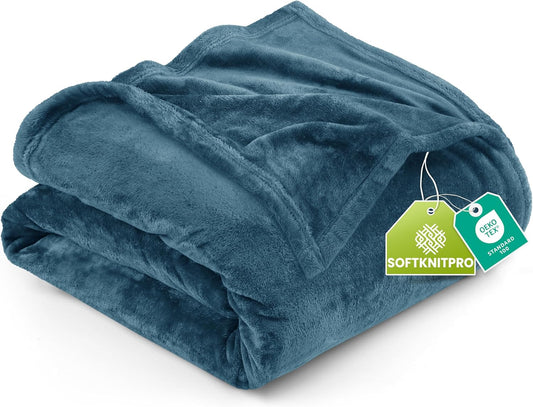 Utopia Bedding Fleece Blanket - Luxury Soft Microfiber Queen Size in Stone Blue (90x90 Inch)