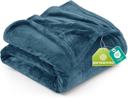 Utopia Bedding Fleece Blanket King Size Stone Blue 300GSM Luxury Fuzzy Soft Anti-Static Microfiber Bed Blanket (90x102 Inch)