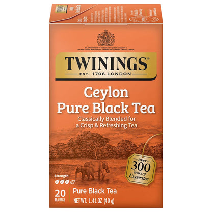 Twinings of London Ceylon Orange Pekoe Tea - Premium Flavor | Box of 20 Tea Bags