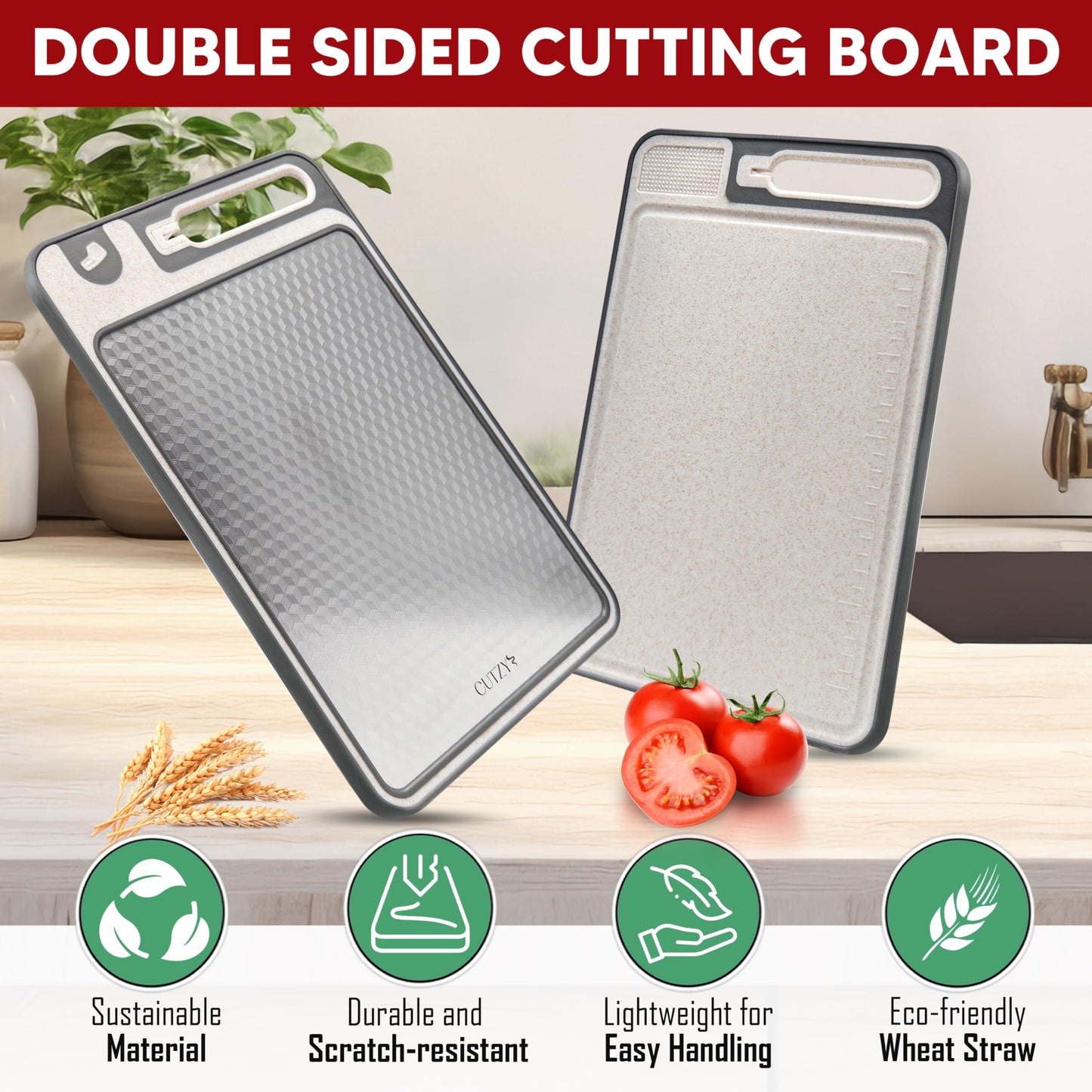 Metal Cutting Boards For Kitchen, Safe Cutting Board Non Toxic, Chopping Board Stainless Steel, Poultry/Meat Safe, Small/Medium, Steel, Wheat Straw, Thin, Non Plastic, Juice Groove, Kitchen Gadgets
