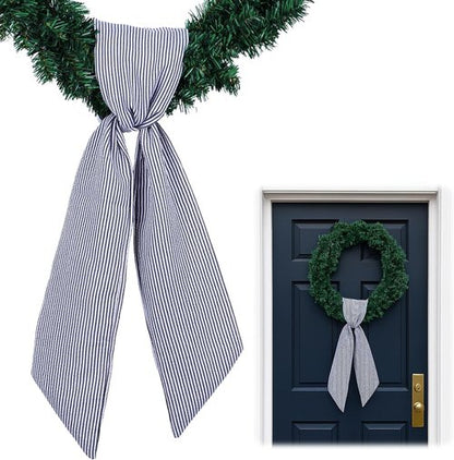 Black Striped Wreath Sash by [Brand Name] - 5.12" Wide x 54.33" for Halloween & Fall Door Decor