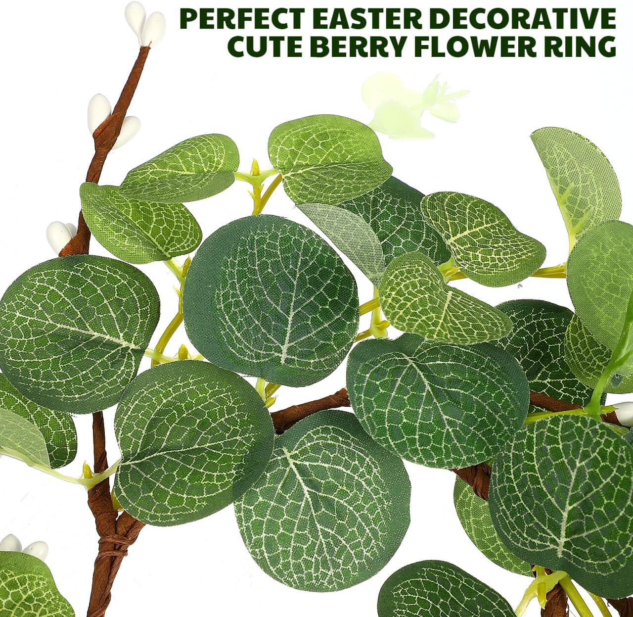 Zerodeko Easter Candle Ring Set - Eucalyptus Leaves Wreath Pillar Holders | Mini Green Decor 8cm