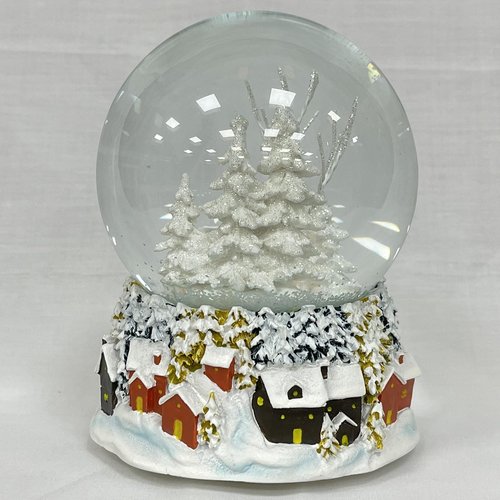 Ashfield & Harkness Winterland Church Decorative Snow Globe with Wind Up Music Box and LED Battery Operated Light
