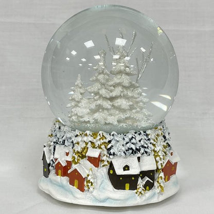Ashfield & Harkness Winterland Church Decorative Snow Globe with Wind Up Music Box and LED Battery Operated Light