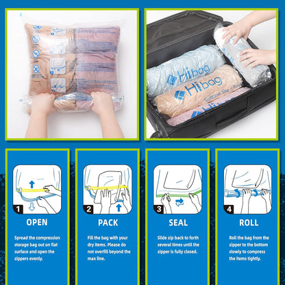Skiennix Compression Bags - Space Saver Vacuum Packing for Travel Essentials | 12-Pack