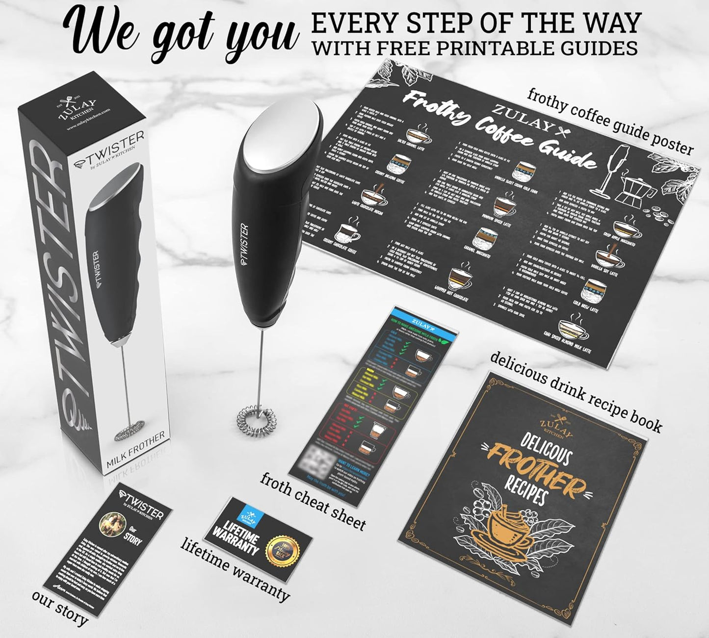 ZK Milk Frother Twister - Black Silver
