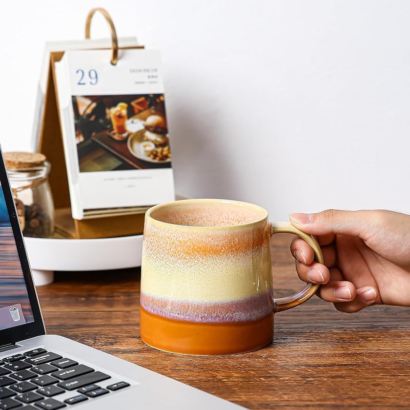 Orange 20 oz Large Ceramic Coffee Mug - Handmade Glazed Stoneware