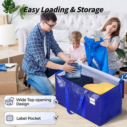 Extra Large Heavy-Duty Moving Bags by [Brand Name] - 8 Pack Blue Storage Totes with Reinforced Handles & Zippers