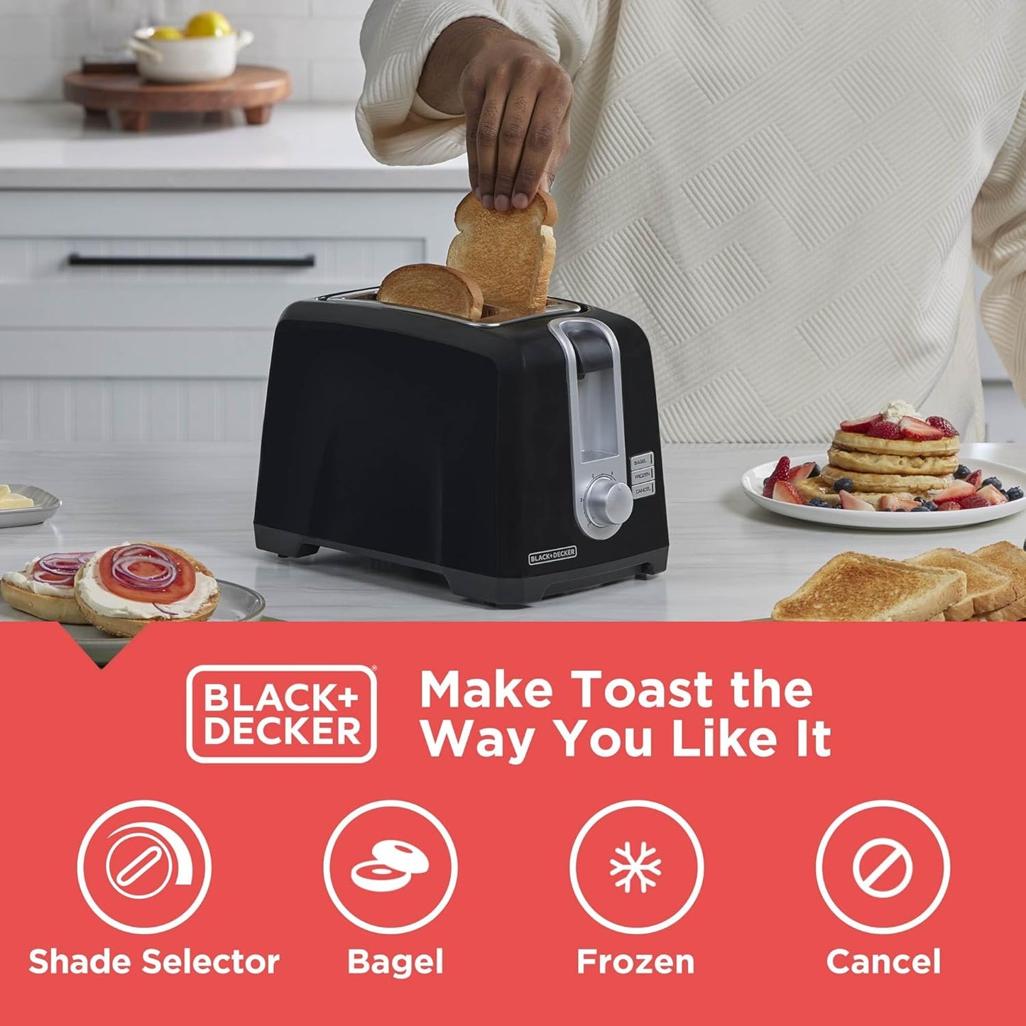 Skiennix 2-Slice Extra Wide Slot Toaster - Perfect for Bagels & Thick Bread | Stainless Steel Finish