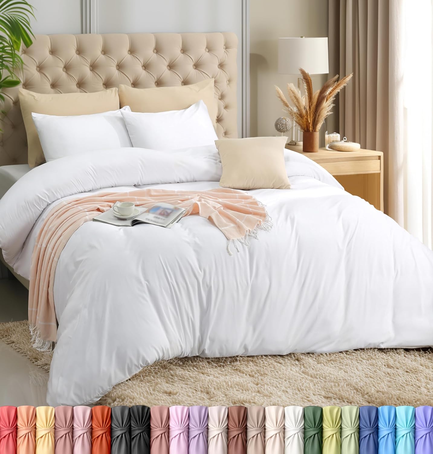 Utopia Bedding Duvet Cover Set - Soft Brushed Microfiber | 3-Piece Queen Set with Zipper Closure (White)