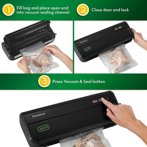 FoodSaver Vacuum Sealer Machine - Includes Starter Bags & Rolls for Fresh Food Storage