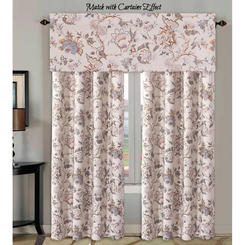 H.VERSAILTEX Blackout Curtain Valances for Kitchen Window/Living Room/Bathroom Privacy Added Rod Pocket Home Decoration Winow Valance, 52" W x 18" L, Floral in Sage and Brown