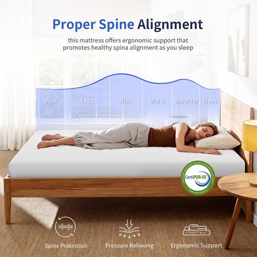 FDW 6-Inch Twin Mattress - Medium Firm Gel Memory Foam | CertiPUR-US Certified | Pressure Relief & Cooling Cover