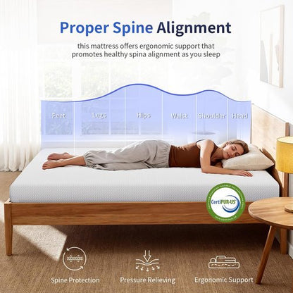 FDW 6-Inch Twin Mattress - Medium Firm Gel Memory Foam | CertiPUR-US Certified | Pressure Relief & Cooling Cover
